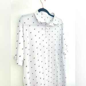 Swannies Polo Shirt Mens 2XL White Golf Goat Logo Short Sleeve Animal Print